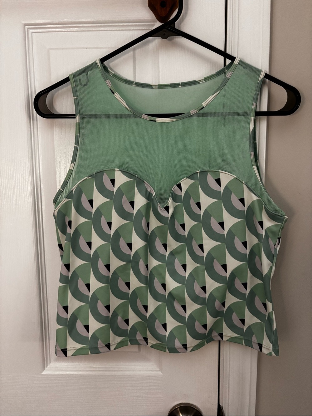 Kortni Jeane Mint Green Geo-Print Mesh Swim Top